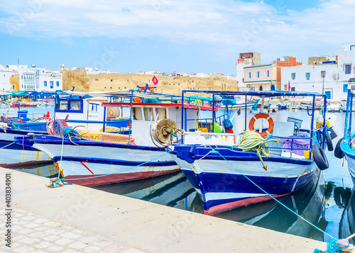 Walking in port of Bizerte, Tunisia photo