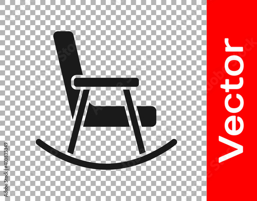 Black Rocking chair icon isolated on transparent background. Vector.