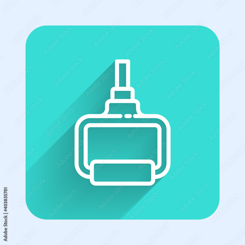 White line TPX loop training equipment icon isolated with long shadow. Sport equipment. Green square button. Vector Illustration. White line TPX loop training equipment icon isolated with long shadow. Sport equipment. Green square button. Vector Illustration.