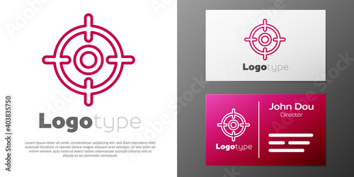 Logotype line Target sport icon isolated on white background. Clean target with numbers for shooting range or shooting. Logo design template element. Vector Illustration.