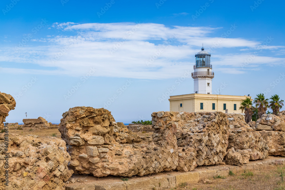 Lighthouse in Capo Colonna near Crotone, Calabria, Italy