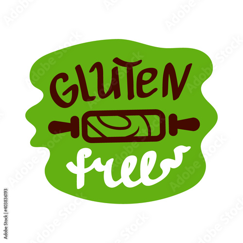 Gluten free vector icon flat web sign symbol logo or label with rolling pin for dough
