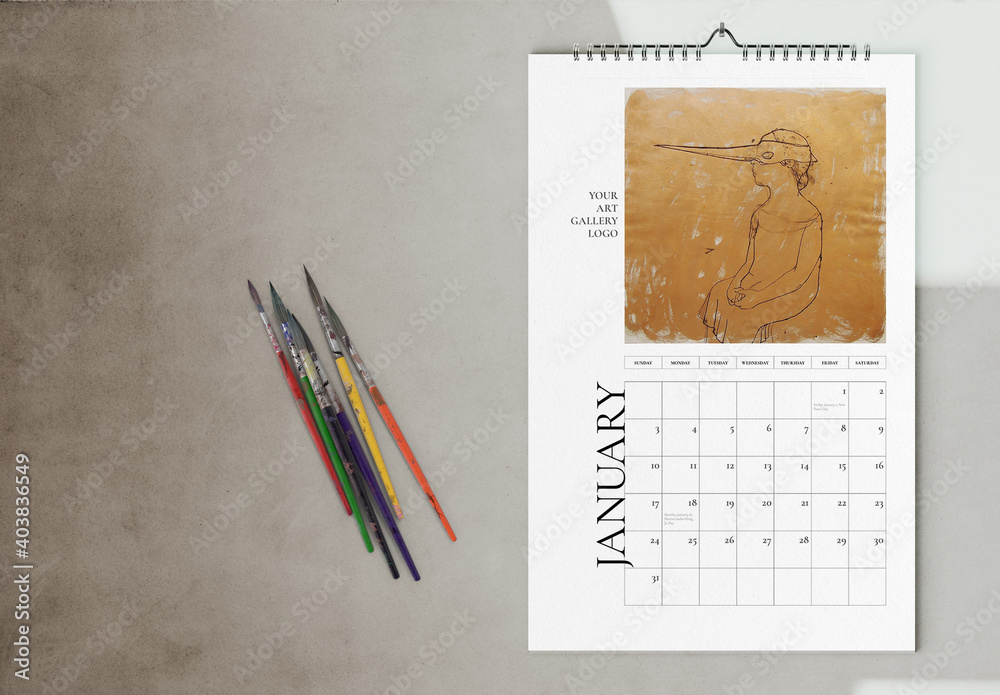 Art 2021 Wall Calendar Layout Stock Template | Adobe Stock