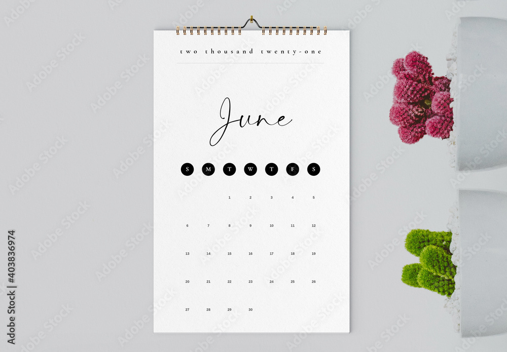 Minimal 2021 Wall Calendar Layout Stock Template | Adobe Stock