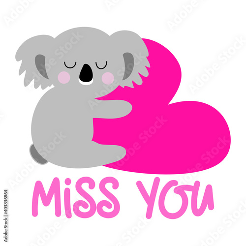 Photography I miss you - Cute australian coala bear with lovely heart