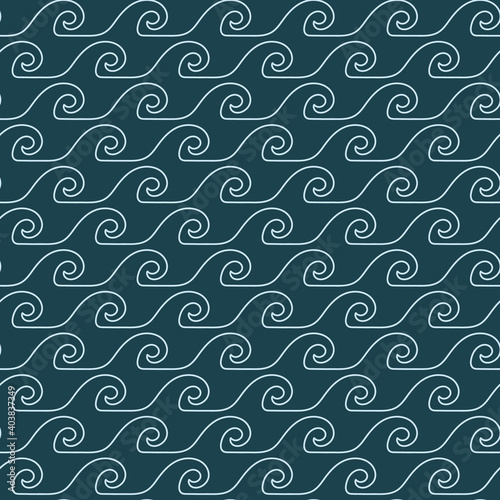 Vector hand drawn dark waves lines seamless pattern print background.