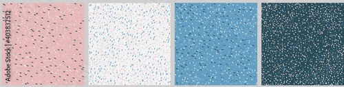 Vector confetti pattern set. Collection of abstract seamless background with colourful sprinkles and dots.