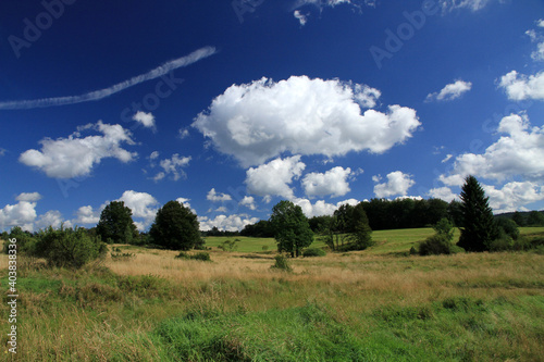 Fototapeta Naklejka Na Ścianę i Meble -  Landscape of Jasiel - former and abandoned village in Low Beskids, Poland