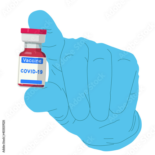 Vaccine bottle against Covid-19 infection, vector illustration.