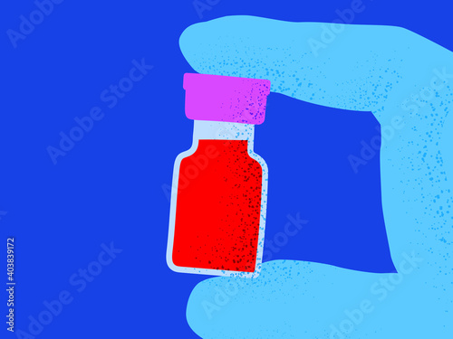 Vaccine bottle against Covid-19 infection, vector illustration.