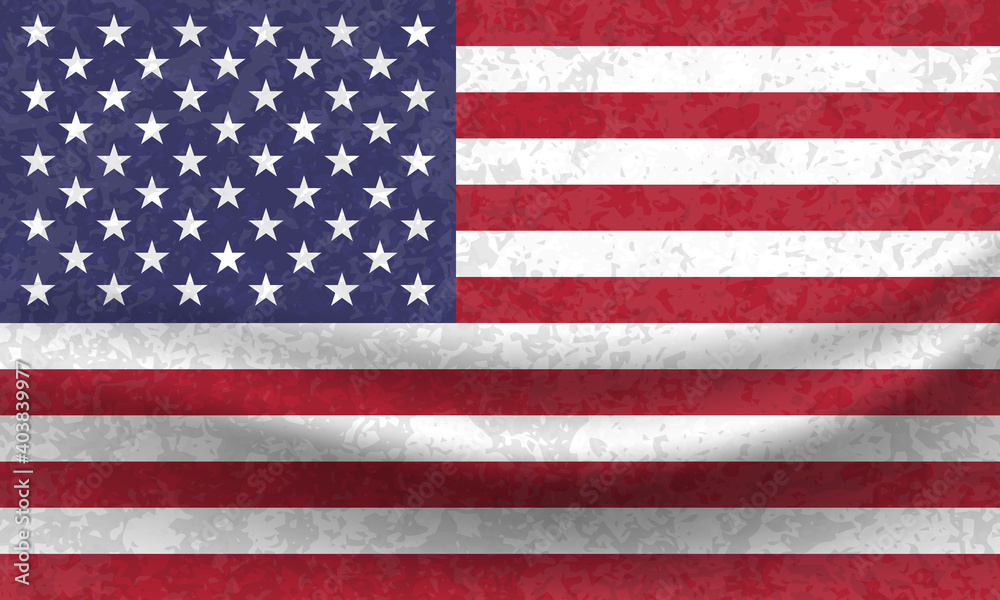 Fototapeta premium USA American States waved flag illustration