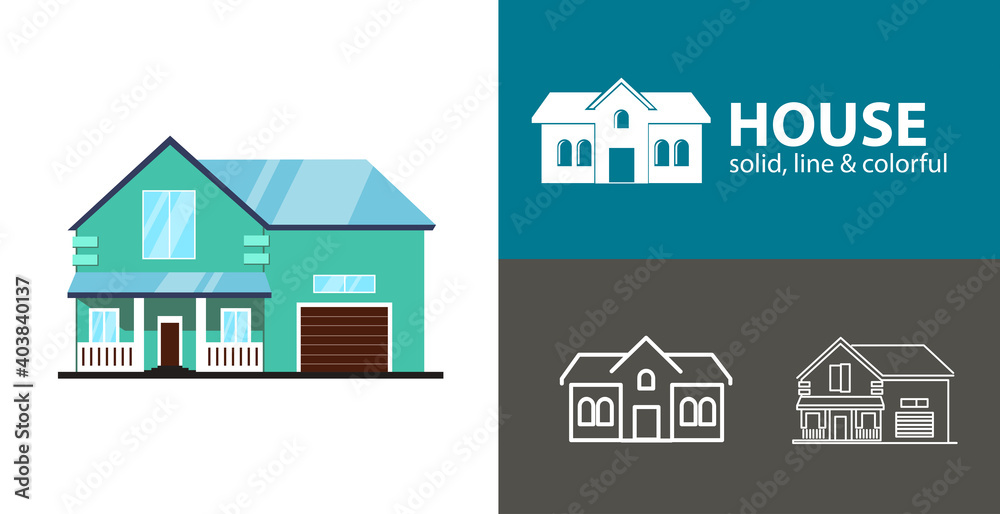 Fototapeta premium house isolated vector flat icon. building line solid design element