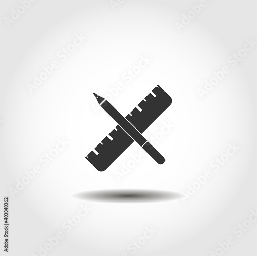 Ruler and pencil icon. chancery isolated vector icon. education design element