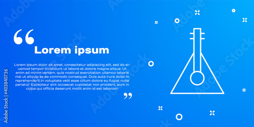 White line Musical instrument balalaika icon isolated on blue background. Vector.