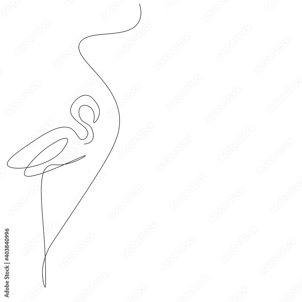 Flamingo bird silhouette line drawing, vector illustration Flamingo bird silhouette line drawing, vector illustration