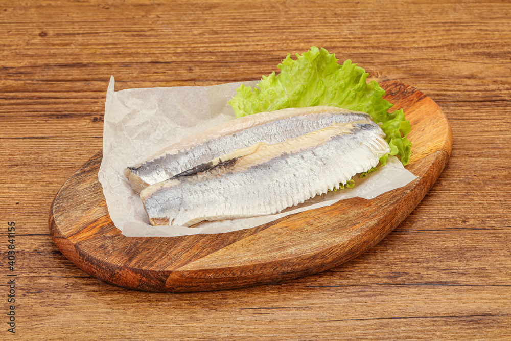 Herring fillet with salad leaves Herring fillet with salad leaves
