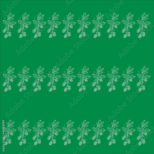 Line drawn doodle branch of blackberry on bright aquamarine background.  summer cute pattern. Good for packaging