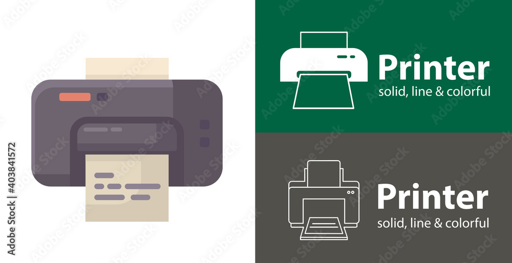 printer isolated vector flat icon. business line solid design element printer isolated vector flat icon. business line solid design element