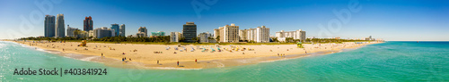 Fototapeta Naklejka Na Ścianę i Meble -  Beautiful aerial panorama Miami Beach January 2021