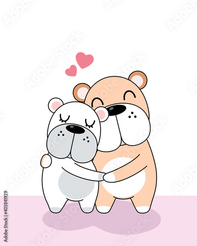 Vector celebratioin of cute dogs loving couple. photo