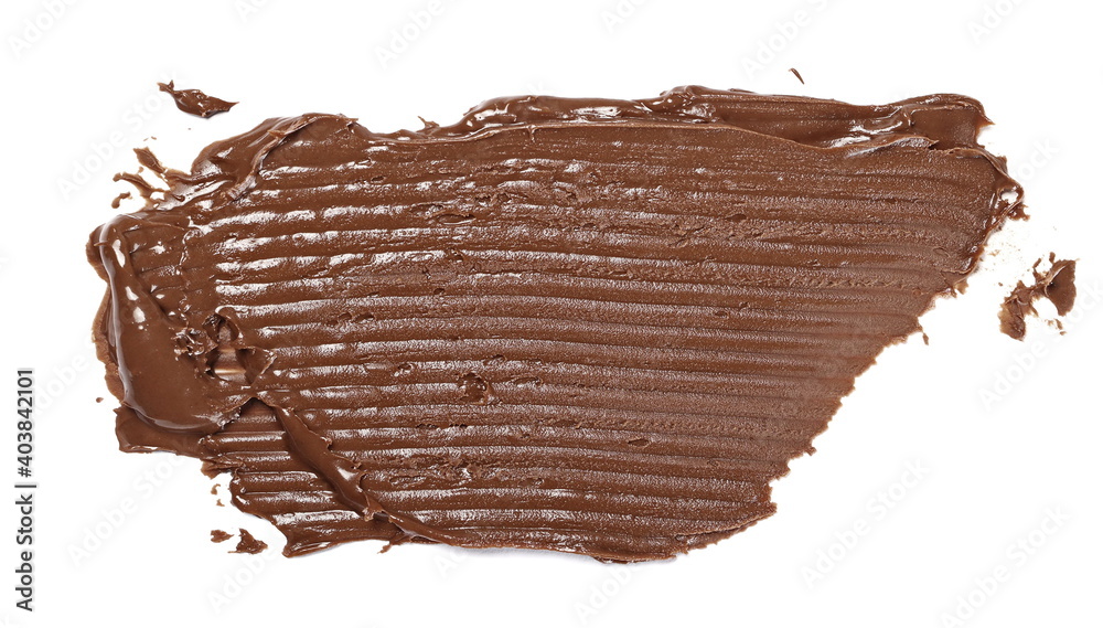 Cream chocolate spreading isolated on white background, with clipping path, top view Cream chocolate spreading isolated on white background, with clipping path, top view