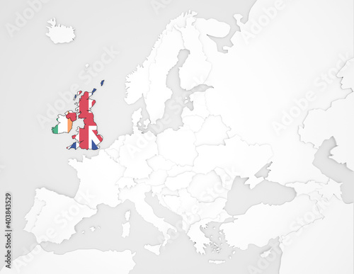 3D Europakarte auf die Britischen Inseln hervorgehoben werden