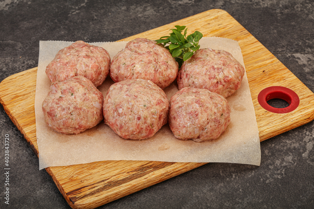 Raw turkey meatball for cooking Raw turkey meatball for cooking