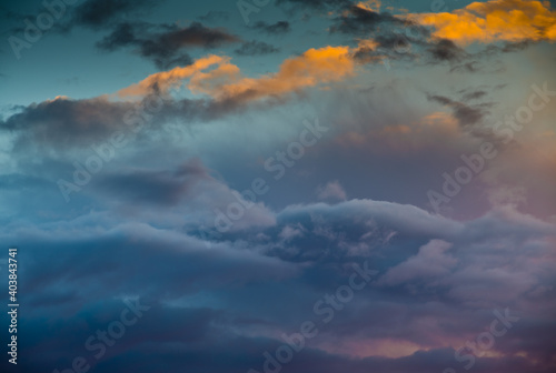 Sunset sky with beautiful clouds (background) 