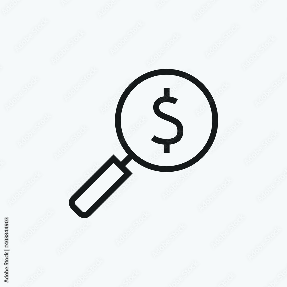 Editable Magnifying, Find Profit Line Art Icon Using For Presentation, Website And Application Editable Magnifying, Find Profit Line Art Icon Using For Presentation, Website And Application
