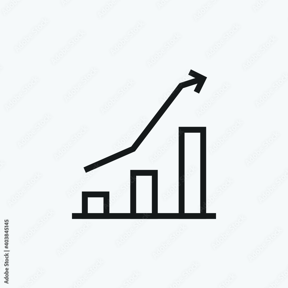 Editable Growing Up Bar Chart Line Art Icon Using For Presentation, Website And Application