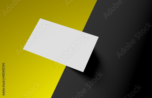 Business Card Mockup. Closeup on one empty business card on a table side.