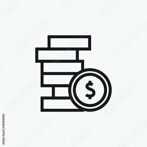 Editable stack of coin Line Art Icon Using For Presentation, Website And Application