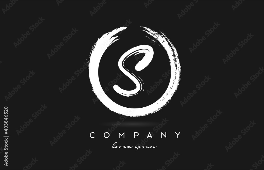 Fototapeta premium black and white S alphabet letter logo icon. Vintage grunge design for business and company with circle