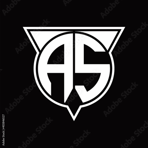 Fotografía AS Logo monogram with circle shape and half triangle rounded