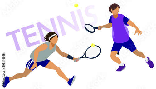 Abstract silhouette of tennis player training. Vector illustration © Mallena