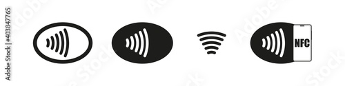 Nfc pay vector banking contactless payment flat debit financial isolated illustration. Chip icon pos purchase symbol.