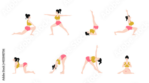 Woman Yoga Poses Illustration Vector