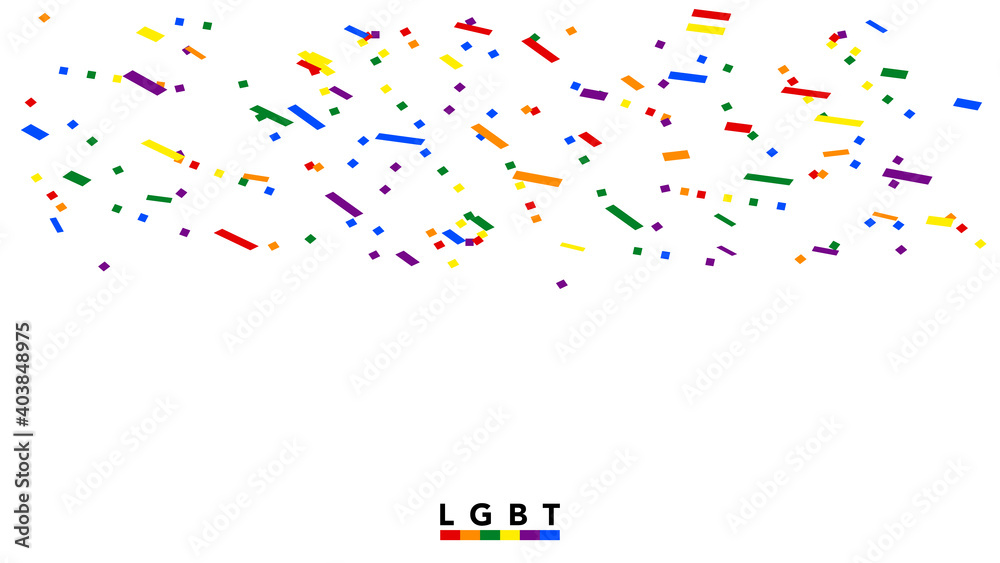 Colorful Paper Blast Confetti LGBT Rainbow  isolated on white background,Vector illustration EPS 10