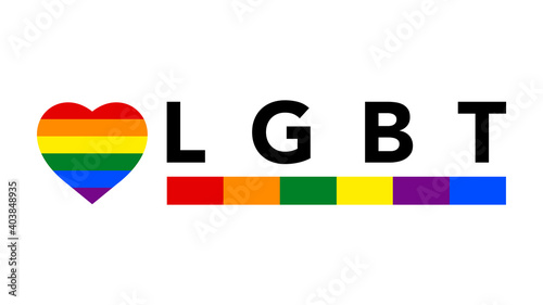 LGBT Symbols with heart Color LGBT pride flag or Rainbow of LGBT isolated on white background,Vector illustration EPS 10