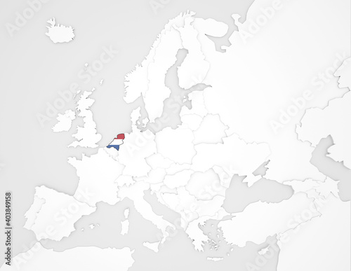 3D Europakarte auf die Niederlande hervorgehoben wird