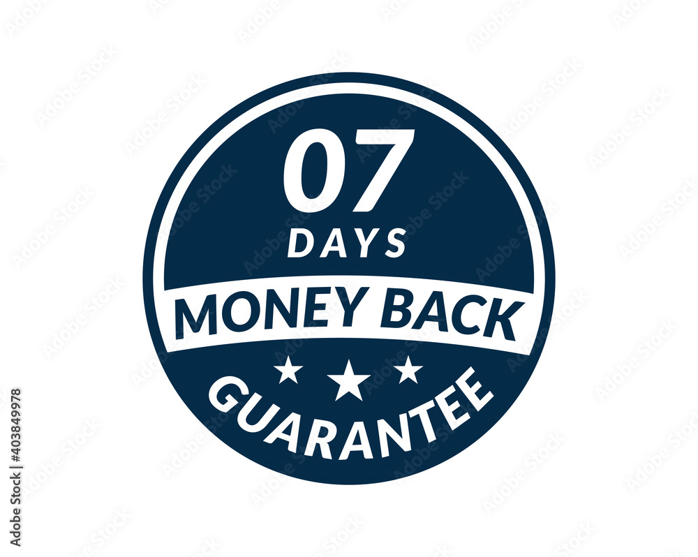 7 day money back guarantee label. 7 Days Money Back Guarantee Icon