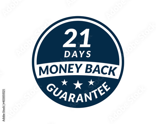 21 day money back guarantee label. 21 Days Money Back Guarantee Icon