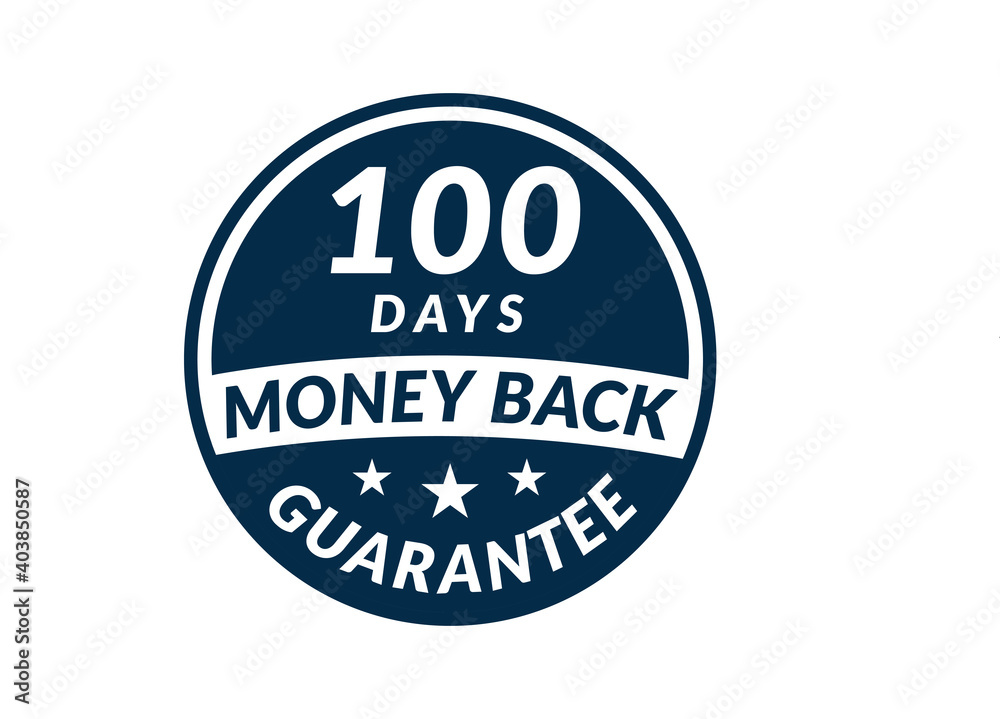 100 day money back guarantee label. 100 Days Money Back Guarantee Icon