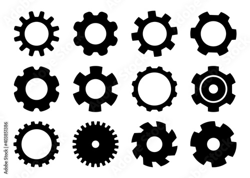 Gear mechanism collection. Settings icon set. Cogwheel. Vector elements for design.