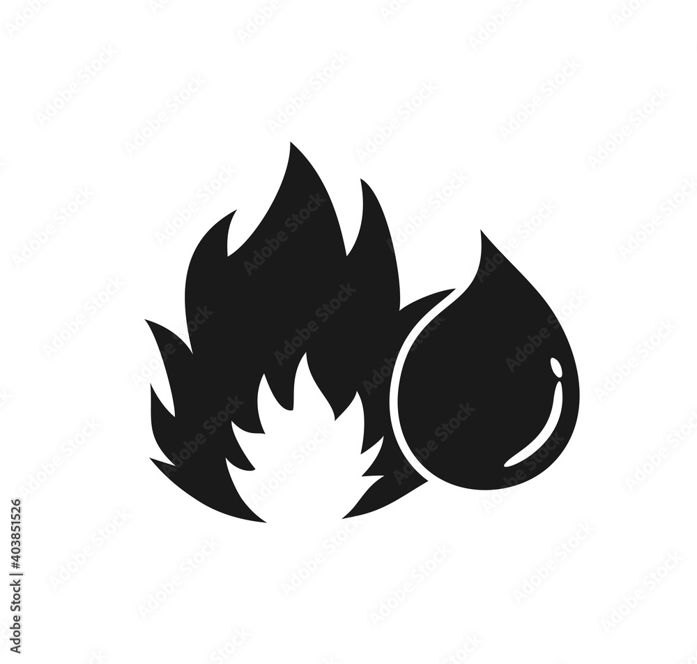 Design of flammable drop liquid symbol Design of flammable drop liquid symbol