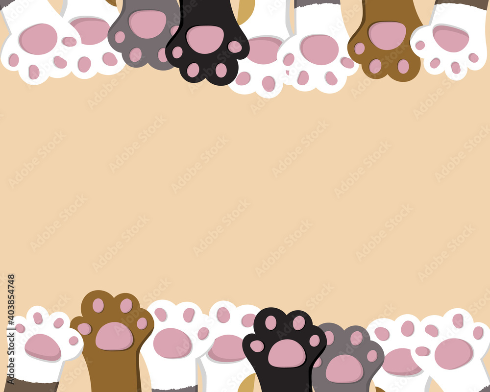 Cartoon background with cats paws Stock Vector | Adobe Stock