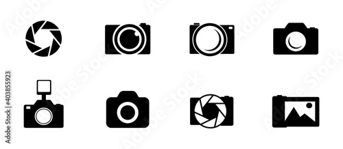 Photo and camera icon set. Icons of photography, image, photo gallery and photo camera. Diaphragm icon. image, photo gallery Vector illustration. photo