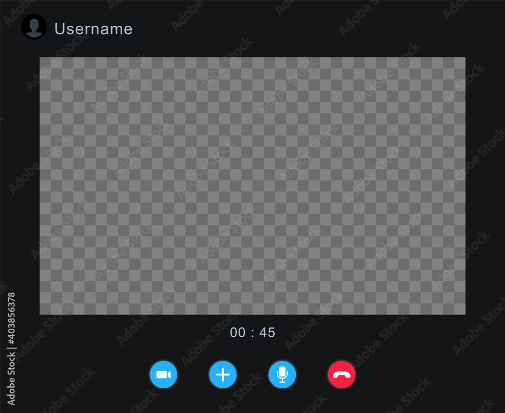 Fototapeta premium Video call screen. Video call window template. Video chat interface. App for communication in internet.
