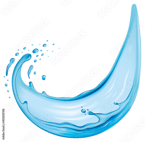 fresh water splash wave with many drops