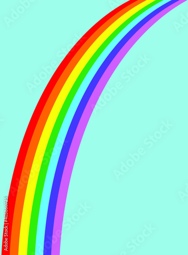 Bright rainbow stripes on blue background. Template with empty place for text.